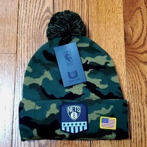 🆕️:  NBA 🏀NETS🏀 CAMOUFLAGED BEANIE W/ POMPOM
